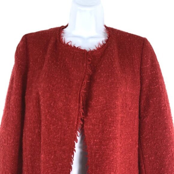 Isabel Marant Blazer Jacket Size 36 Virgin Wool Mohair Blend Red Fringe CJ-1601 - Picture 3 of 8
